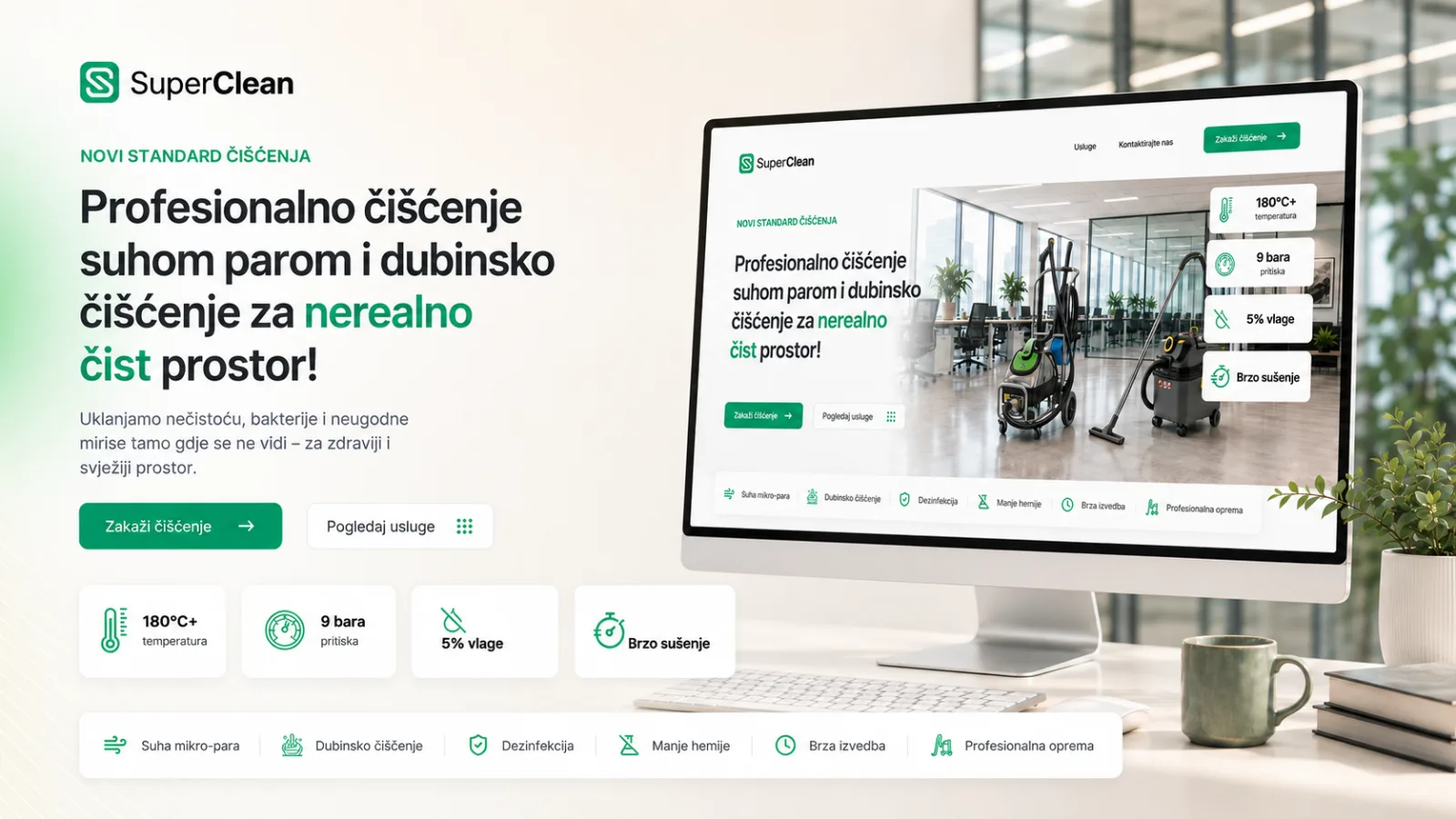 SuperClean čišćenje suhom parom i dubinsko čišćenje