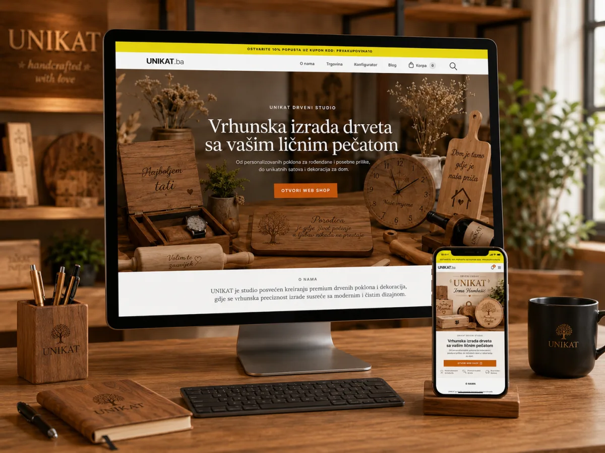 UNIKAT e-commerce platforma za drvene dekoracije i personalizirane poklone