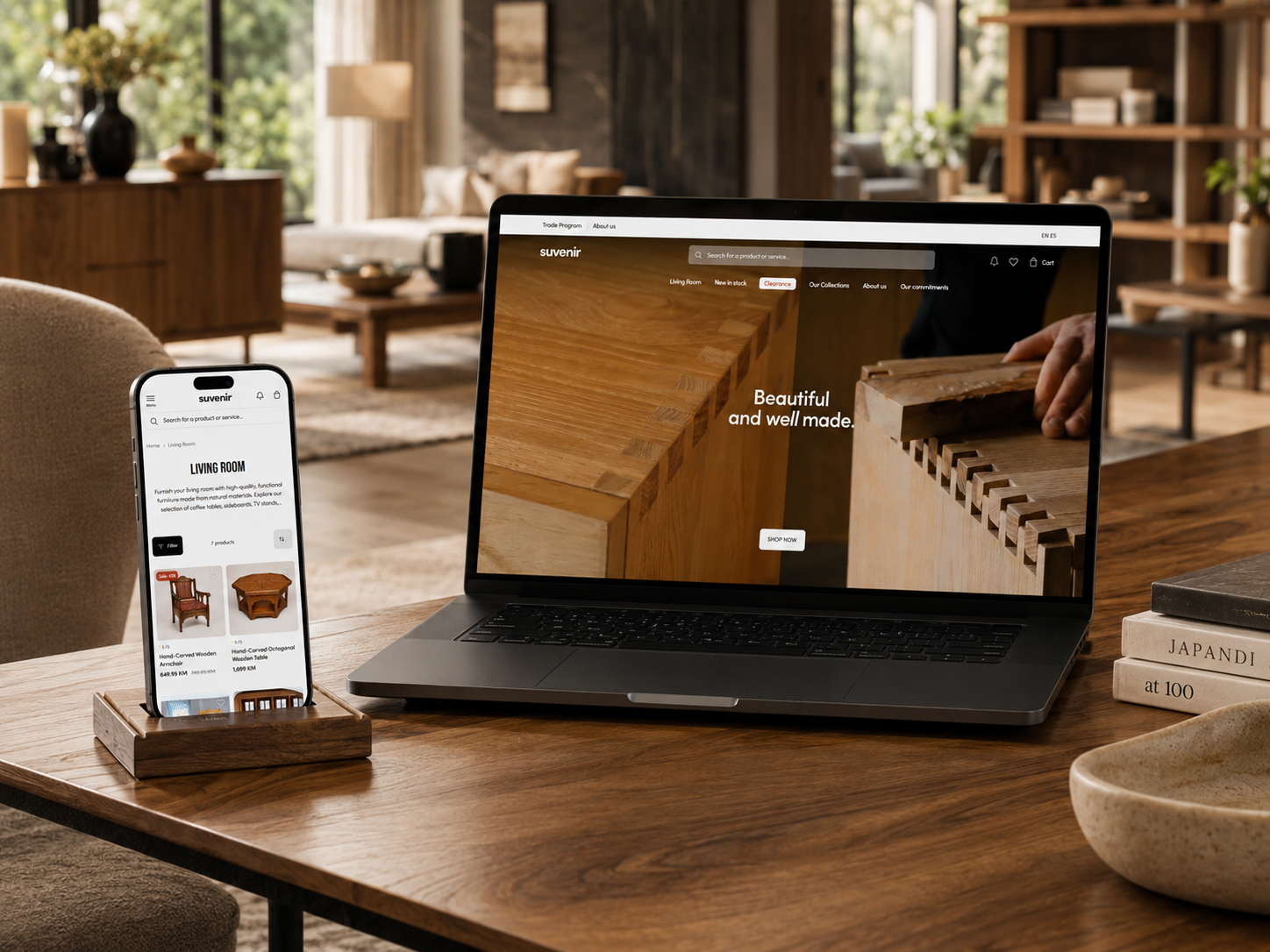 SUVENIR solid wood furniture e-commerce website designed and developed by WeCommit