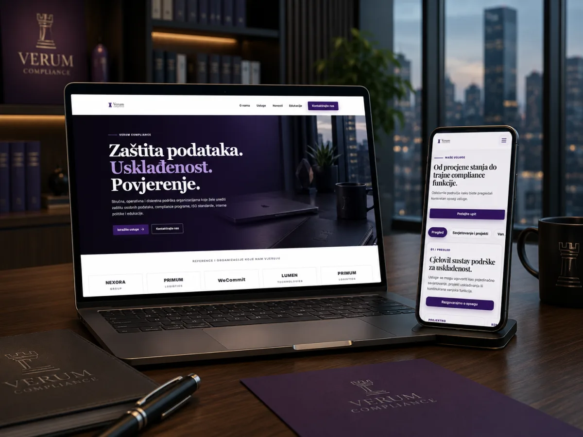 Verum Compliance custom Next.js and React website developed by WeCommit