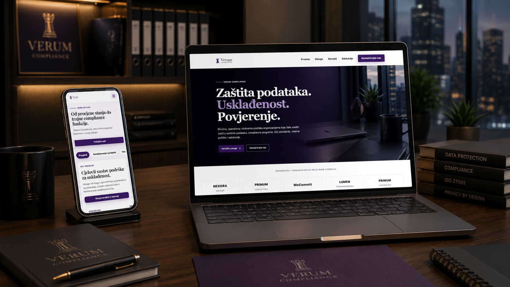 Verum Compliance corporate website for GDPR, data protection and business compliance services